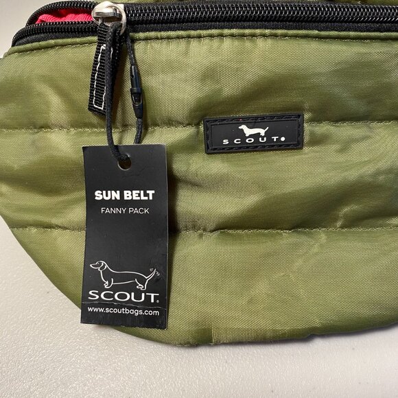 Scout Bags Sun Belt Fanny Pack Crossbody Bag Green Puffer Zip Adj Strap Zips NWT - Picture 2 of 7